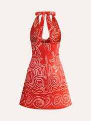 Halter Tie-Back Printed Dress