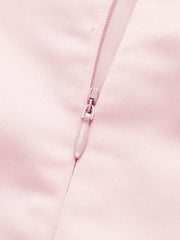 Satin Asymmetrical Embellished Strapless Dress