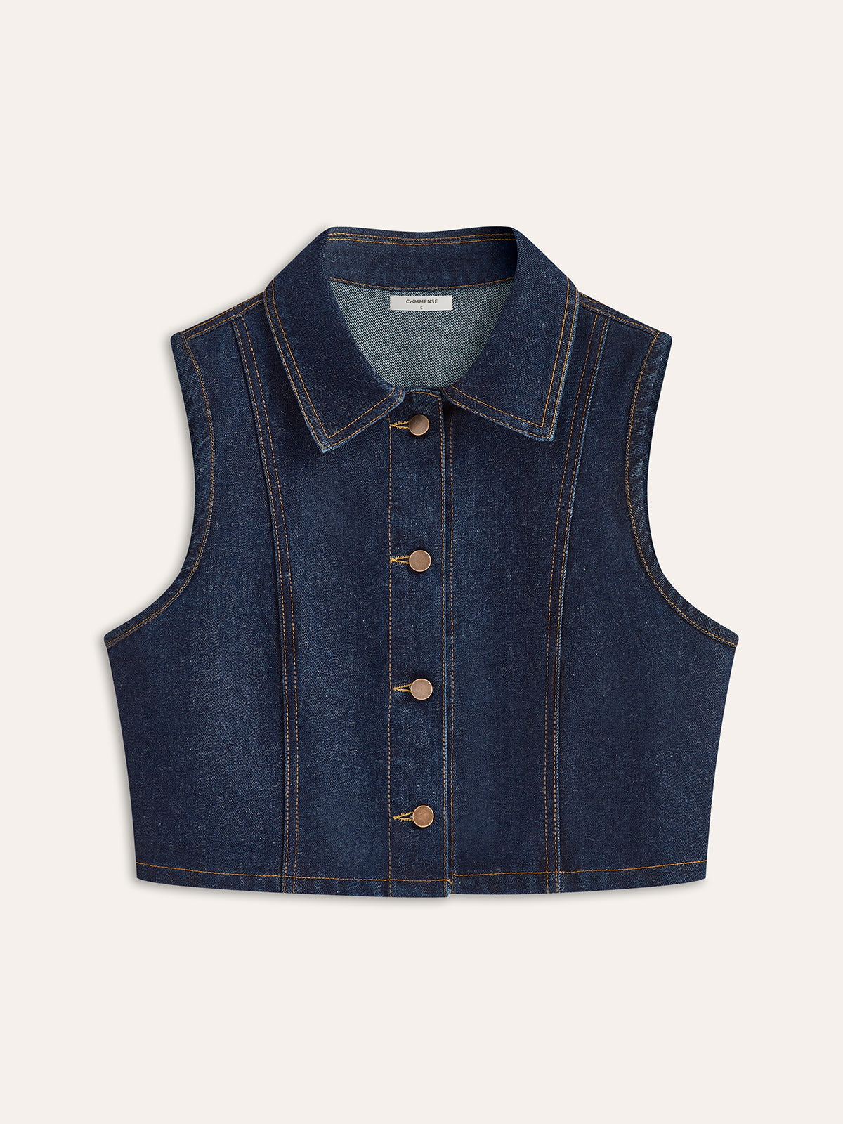 Denim Button-Up Sleeveless Vest