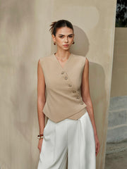 Asymmetric Buttoned Vest