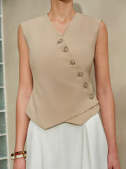 Asymmetric Buttoned Vest