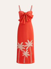 Embroidered Bow-Detail Cami Dress