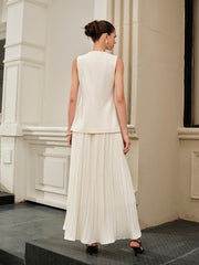 Mid-Waist Pleated Skirt