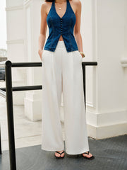 Mid-Waist Wide-Leg Pants