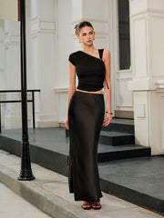 Asymmetrical Neck Crop Top