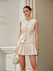 Round-Neck Button Pockets Vest