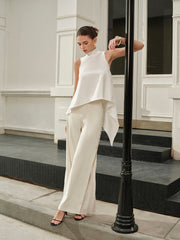 Asymmetrical Mock Neck Sleeveless Top