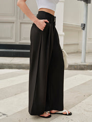 Mid-Waist Pleated Metal Pants
