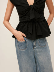 Mid-Waist Wide-Leg Denim Jeans With Pockets