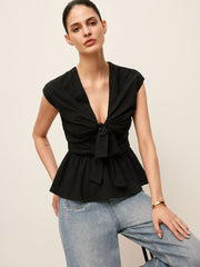 Tie-Front Peplum Top