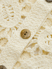 Floral Crochet Button Detail Vest