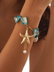 Ocean Charm Starfish Bracelet With Pearl Detail