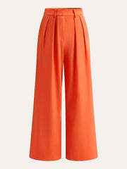 Mid-Waist Pleated Wide-Leg Pants