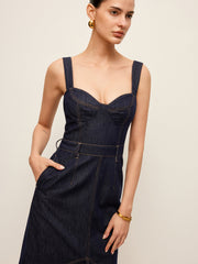 Sweetheart Denim Dress Without Belt