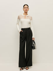 Ribbed Keyhole Collar Top