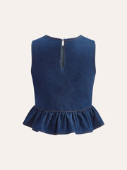 Cotton Denim Peplum Top