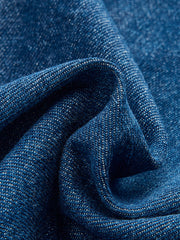 Metal Button Tie-Back Denim V-Neck Shorts Set