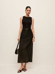 Semi-Sheer Slit-Back Skirt