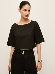 Cotton & Linen Crop Top With Pants Set