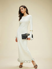 Scalloped Hem Knitted Backless Dress