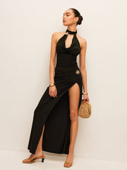 Flora Halter Cut-Out Split Skirt Set