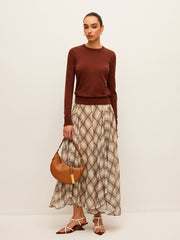 Semi-Sheer Plaid Chiffon Skirt