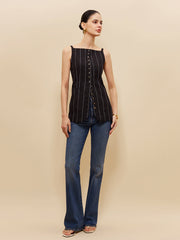 Linen & Cotton Sleeveless Buttoned Vest