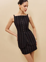 Linen & Cotton Sleeveless Buttoned Vest