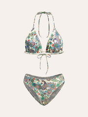 Tie-Back Bikini Set with Paisley Print Cover-Up
