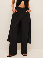 Cotton & Linen Tie-Front Top With Pants Set