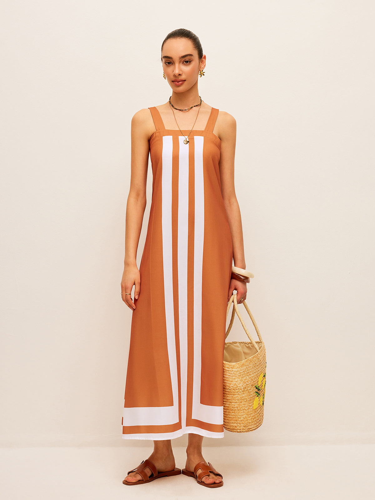 Color Block Square Neck Dress