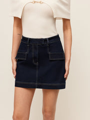 Denim Skirt With Decor Pockets