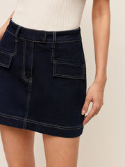 Denim Skirt With Decor Pockets
