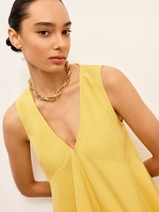 Cotton & Linen V-Neck Peplum Top