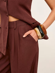 Mid-Waist Wide-Leg Pants With Pockets