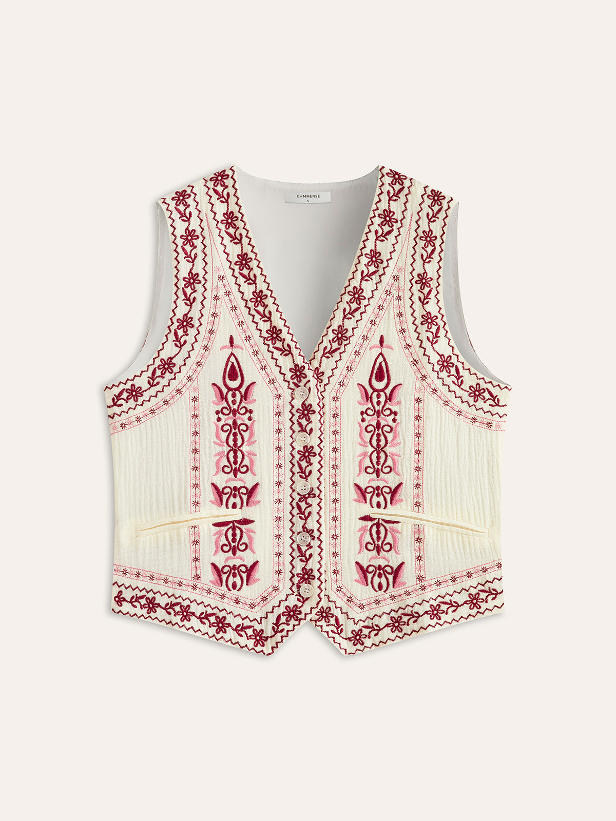Boho Print Vest With Belt Back