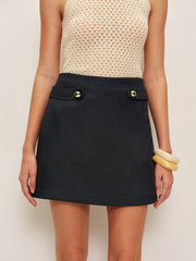 Metal Detail Mid-Waist Skirt