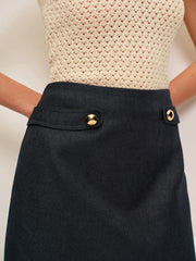 Metal Detail Mid-Waist Skirt
