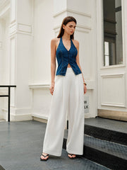 Mid-Waist Wide-Leg Pants