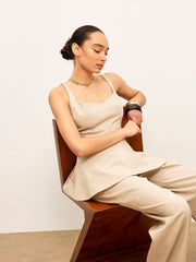 Back Zipper Peplum Flare Top