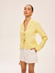 Collared Tie-Front Blouse