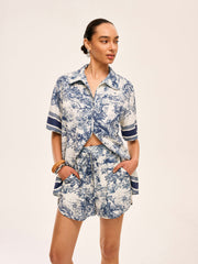 Printed Contrast Trim Shorts Sets