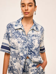 Printed Contrast Trim Shorts Sets