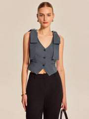 Bow Shoulder Tailored Vest