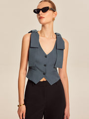 Bow Shoulder Tailored Vest