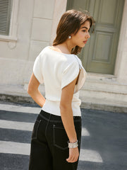 Short-Sleeve Ribbed Knit Top
