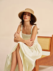 Square Neck Pleated Dress