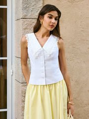 Cotton & Linen Lace Embroidery Top