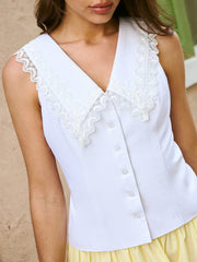 Cotton & Linen Lace Embroidery Top