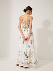 Boho Lace-Up Back Cami Dress